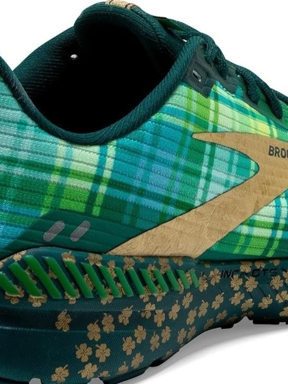 Brooks Men Size 13 ST. PATTY"S Green Plaid Running Shoes,EUC - Picture 3 of 11